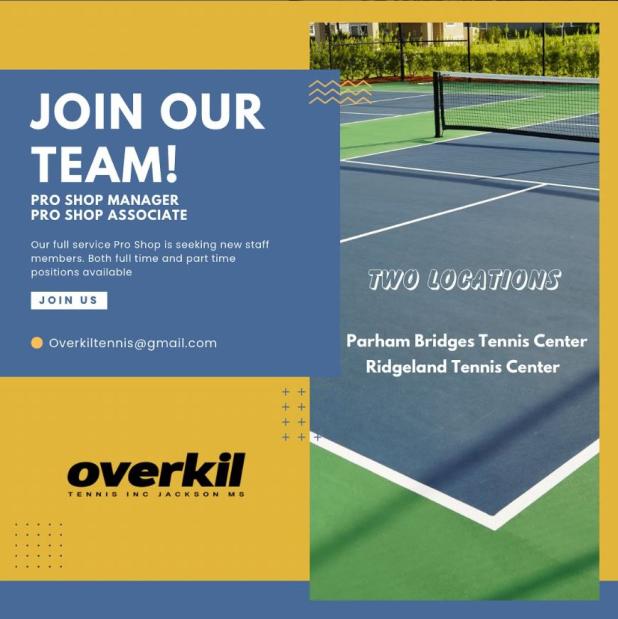 Parham Bridges & Ridgeland Tennis Center hiring for full and part-time positions! Parham Bridges & RTC hiring